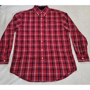 Ralph Lauren Chaps Mens Shirt Size M Easy Care Red Plaid Long Sleeve